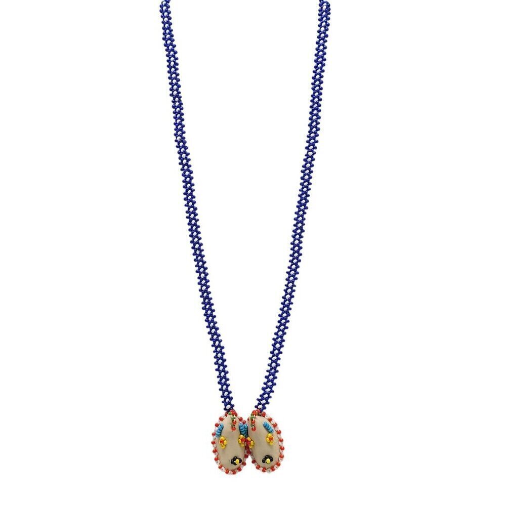 Handmade Native American Style Beaded Necklace With Moccasin Pendant